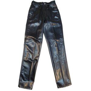 Vintage Rockies Faux Leather Pants Black Womens Size 7/28 Western Gothic